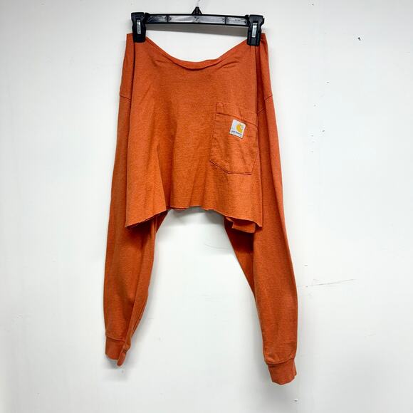 Carhartt Women Cropped Open Neck Reworked Long Sleeve Shirt Size Large - Picture 2 of 3